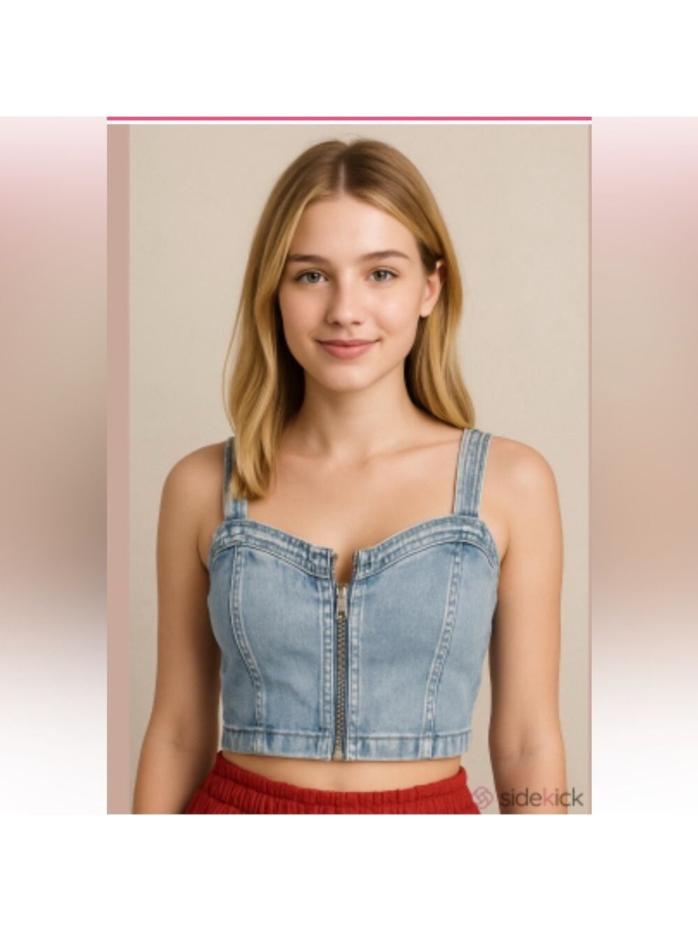 Wild Fable Denim Corset Zipper Crop Top Small